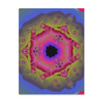 Peacock Fractal Mandala Pink Green Post Cards