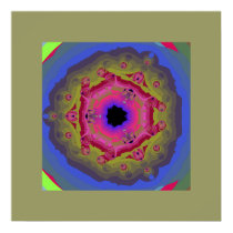 Peacock Fractal Mandala Pink Green Posters