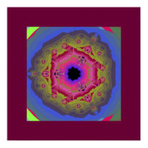 Peacock Fractal Mandala Pink Green Print