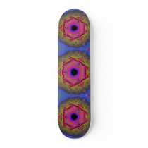 Peacock Fractal Mandala Pink Green Skateboard