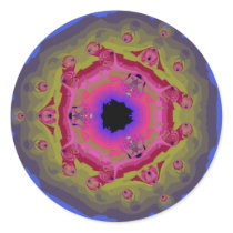 Peacock Fractal Mandala Pink Green Stickers