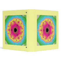 Peacock Fractal Mandala Pink Yellow Binders