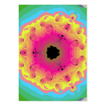 Peacock Fractal Mandala Pink Yellow Business Card Templates