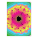Peacock Fractal Mandala Pink Yellow Business Card Templates