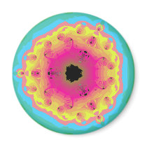 Peacock Fractal Mandala Pink Yellow Refrigerator Magnet