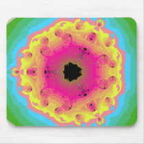 Peacock Fractal Mandala Pink Yellow Mousepads