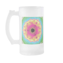 Peacock Fractal Mandala Pink Yellow Mug