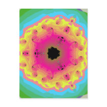 Peacock Fractal Mandala Pink Yellow Post Cards
