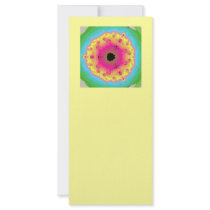 Peacock Fractal Mandala Pink Yellow Rack Card Design