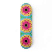 Peacock Fractal Mandala Pink Yellow Skateboards