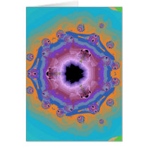 Peacock Fractal Mandala Turquoise Greeting Card