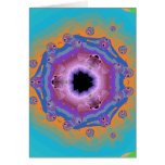 Peacock Fractal Mandala Turquoise Greeting Card