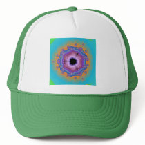 Peacock Fractal Mandala Turquoise Trucker Hats