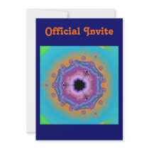 Peacock Fractal Mandala Turquoise Personalized Invites