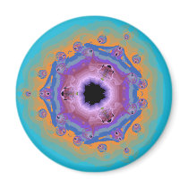 Peacock Fractal Mandala Turquoise Magnets