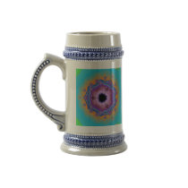 Peacock Fractal Mandala Turquoise Coffee Mugs