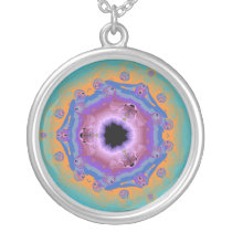 Peacock Fractal Mandala Turquoise Necklaces