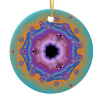 Peacock Fractal Mandala Turquoise Christmas Tree Ornament