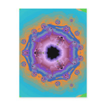 Peacock Fractal Mandala Turquoise Postcards