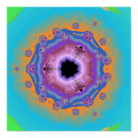 Peacock Fractal Mandala Turquoise Posters