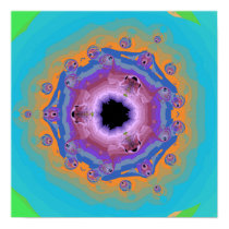 Peacock Fractal Mandala Turquoise Posters