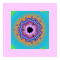 Peacock Fractal Mandala Turquoise Poster