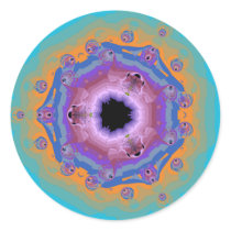 Peacock Fractal Mandala Turquoise Round Sticker