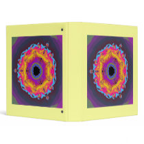 Peacock Fractal Mandala Yellow Pink Purple Binder