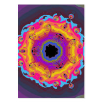 Peacock Fractal Mandala Yellow Pink Purple Business Cards