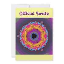 Peacock Fractal Mandala Yellow Pink Purple Personalized Announcement