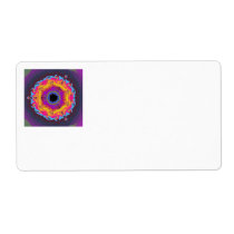 Peacock Fractal Mandala Yellow Pink Purple Shipping Label