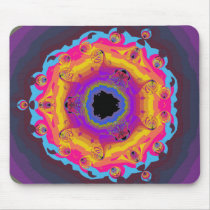 Peacock Fractal Mandala Yellow Pink Purple Mousepad