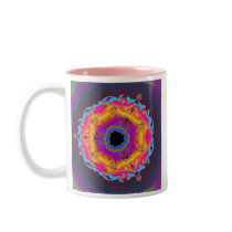 Peacock Fractal Mandala Yellow Pink Purple Coffee Mug