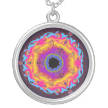 Peacock Fractal Mandala Yellow Pink Purple Custom Jewelry