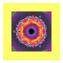 Peacock Fractal Mandala Yellow Pink Purple Poster