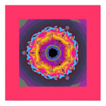 Peacock Fractal Mandala Yellow Pink Purple Posters
