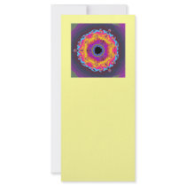 Peacock Fractal Mandala Yellow Pink Purple Customized Rack Card
