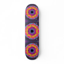 Peacock Fractal Mandala Yellow Pink Purple Skate Board