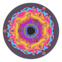 Peacock Fractal Mandala Yellow Pink Purple Stickers