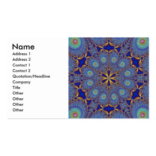 Peacock Fractal Profile Card Business Card Template (front side)