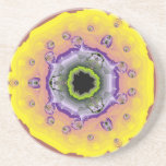 Peacock Fractal Yellow Purple Beverage Coaster