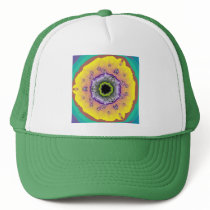 Peacock Fractal Yellow Purple Hats