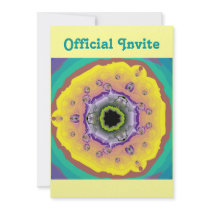 Peacock Fractal Yellow Purple Custom Invite