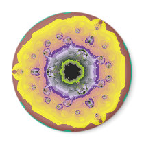 Peacock Fractal Yellow Purple Magnets