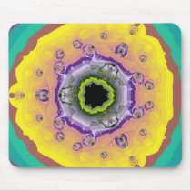 Peacock Fractal Yellow Purple Mouse Pads