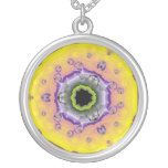 Peacock Fractal Yellow Purple Necklaces