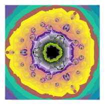 Peacock Fractal Yellow Purple Posters