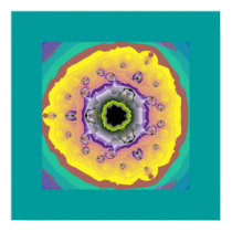 Peacock Fractal Yellow Purple Posters