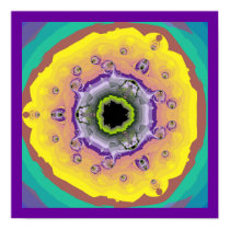 Peacock Fractal Yellow Purple Poster
