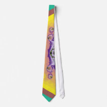 Peacock Fractal Yellow Purple Custom Ties